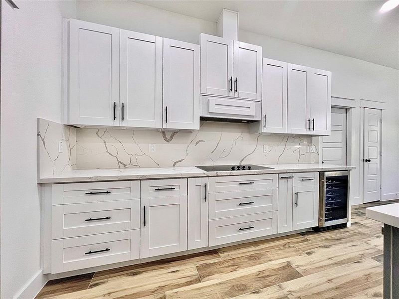 Kitchen View to show Space Between Island and Cabinets.