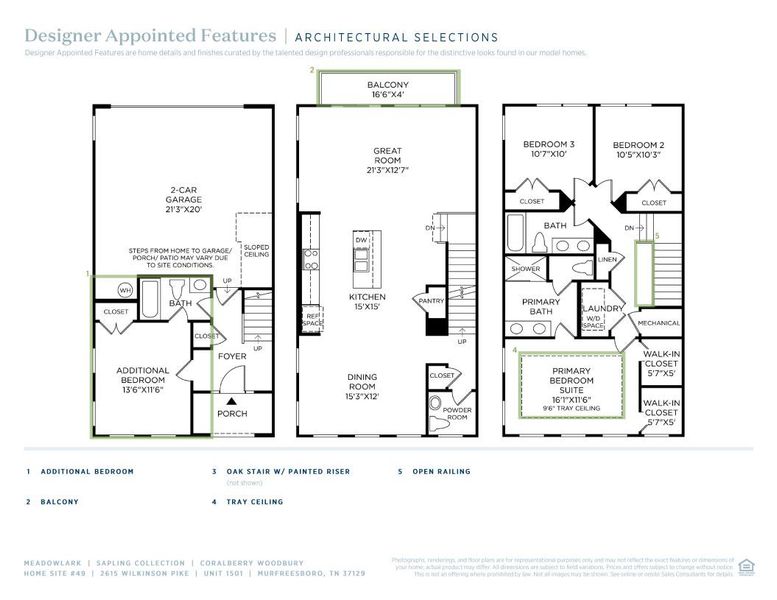2D floor plan layout of this home in Meadowlark, Murfreesboro, TN (Image 5).