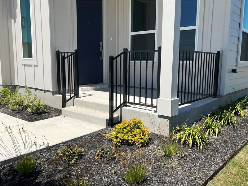 Large covered front yard patio