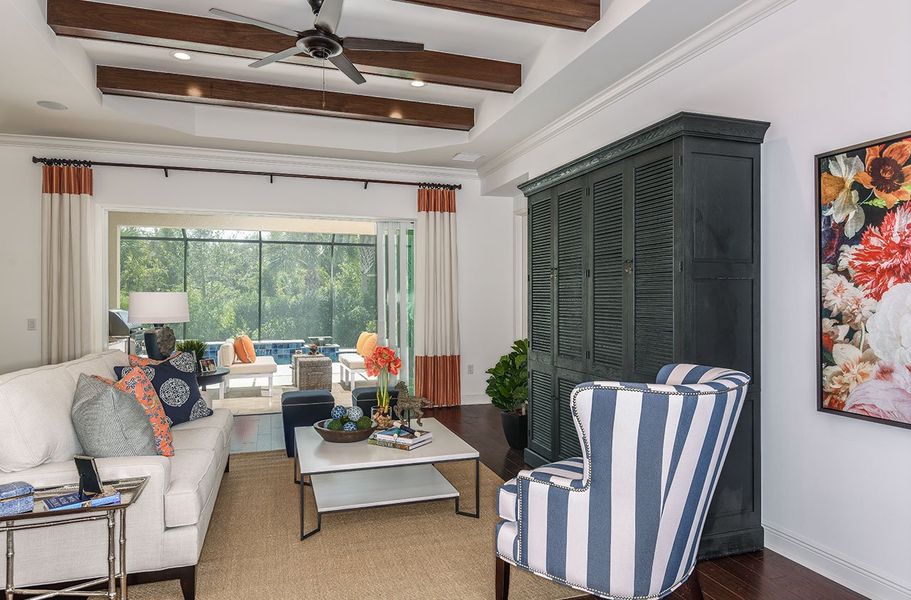 Furnished interior view inside a new home in Boca Royale Golf & Country Club at Wellen Park, Englewood (Image 18).