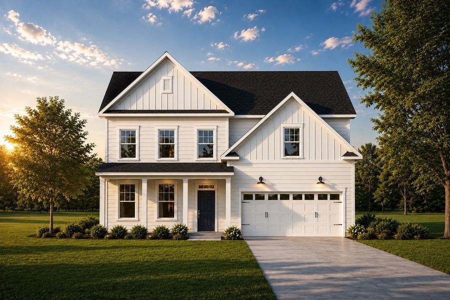 Representative exterior photo of a completed home built from the Elizabeth by Acrew Homes in Country Club Creek, Ayden, NC (Image 1). Representative exterior photo of a completed home built from the Elizabeth by Acrew Homes in Country Club Creek, Ayden, NC (Image 1).