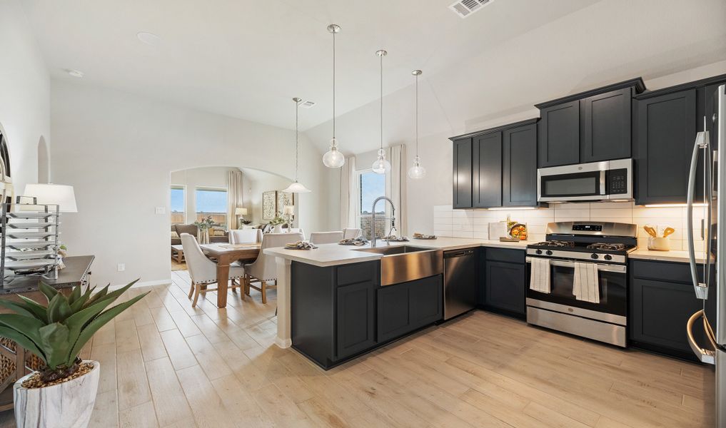 Kitchen with striking cabinets