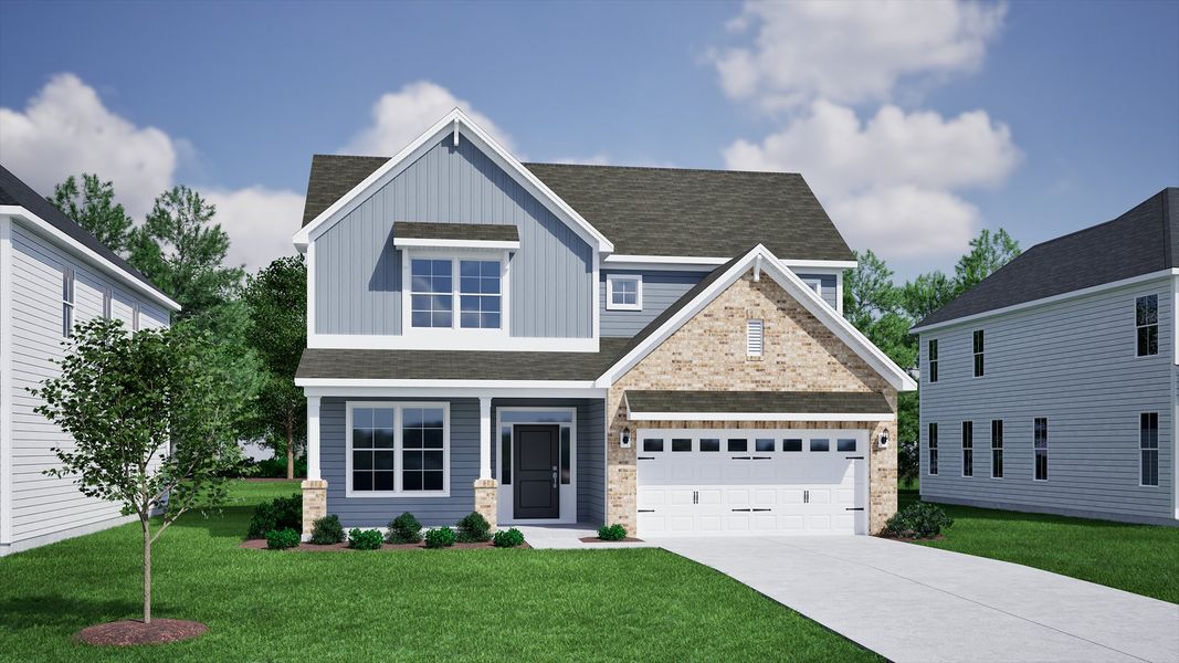 Representative exterior photo of a completed home built from the Peachtree - Vanguard Collection by Mungo Homes in Rogers Spring, Graham, NC (Image 11).
