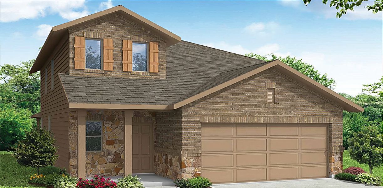 Representative exterior photo of a completed home built from the Maple by Impression Homes in Creekside Ranch, Blue Ridge, TX (Image 7). Representative exterior photo of a completed home built from the Maple by Impression Homes in Creekside Ranch, Blue Ridge, TX (Image 7).
