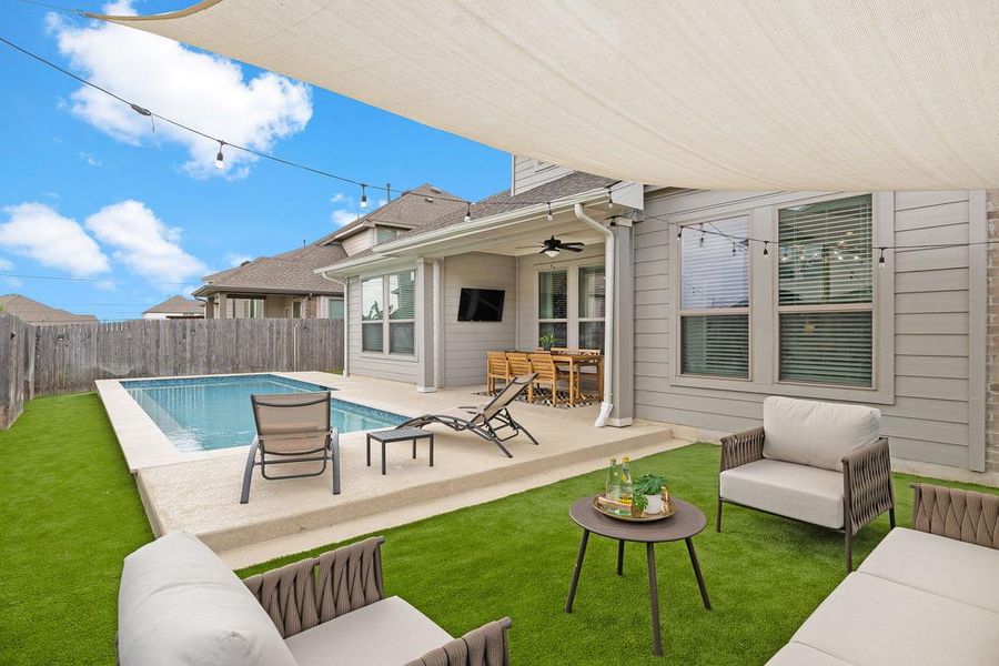 Fresh turf keeps the space clean and ready for casual gatherings or quiet downtime