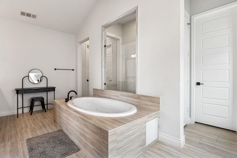 Soaking tub and walk-in shower
