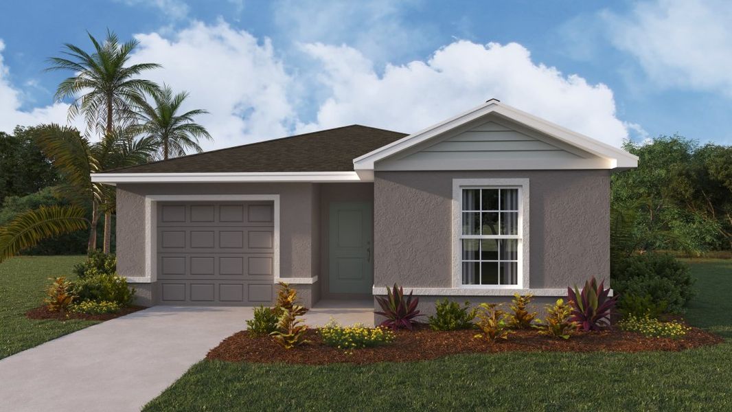 Representative exterior photo of a completed home built from the CAMERON by D.R. Horton in Asher Park, Lehigh Acres, FL (Image 4).