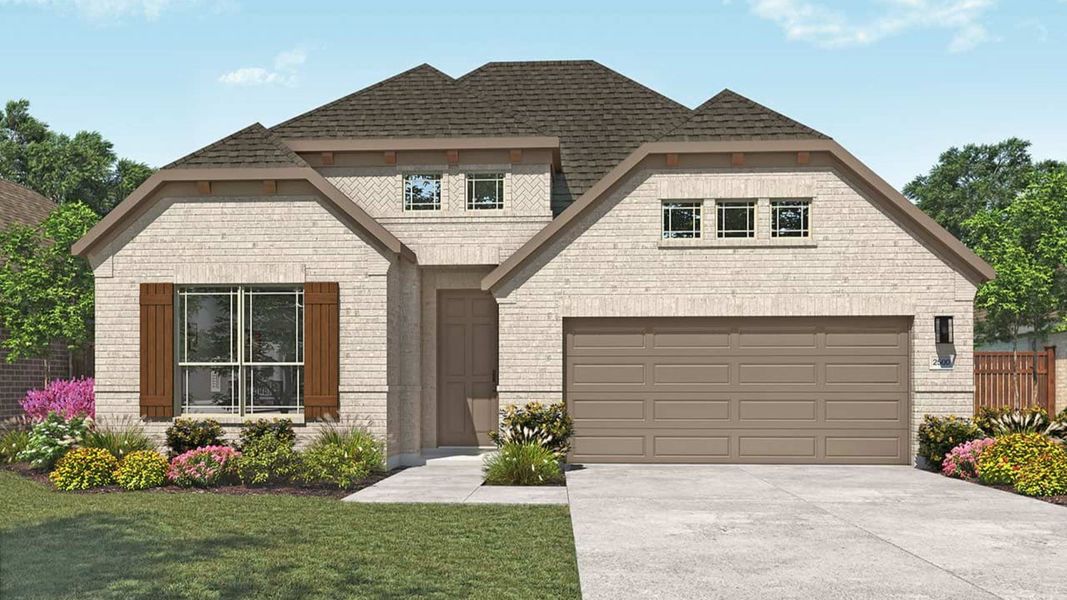 Representative exterior photo of a completed home built from the Willow by DRB Homes in Sunfield, Buda, TX (Image 2).