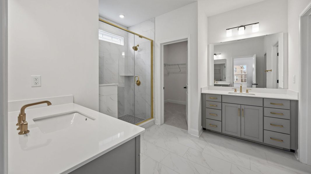 The Brentwood by DRB Homes at Miller Farm in Charlotte NC - Primary Bathroom