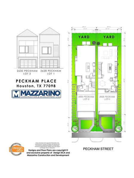 Please be aware that these plans are the property of the architect/builder designer that designed them not DUX Realty, Mazzarino Construction or 2628 PECKHAM LLC and are protected from reproduction and sharing under copyright law. These drawing are for general information only. Measurements, square footages and features are for illustrative marketing purposes. All information should be independently verified. Plans are subject to change without notification.