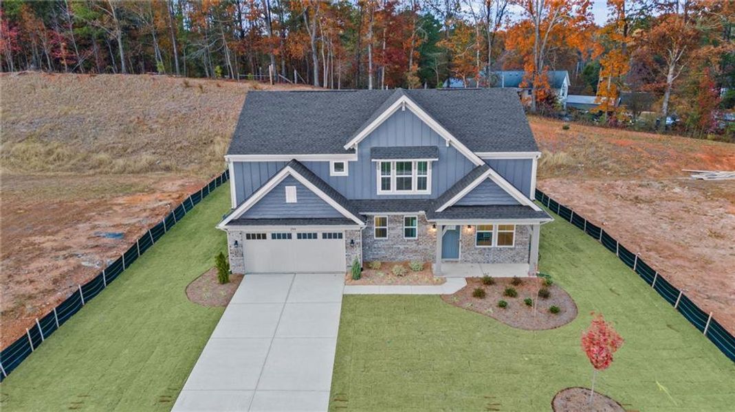 Front exterior of a new home in Pickens Bluff, Hiram, GA, highlighting curb appeal (Image 23).