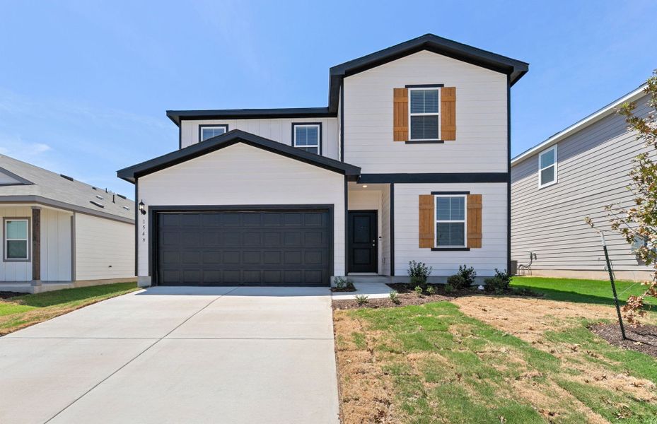 Front exterior of a new home in Skyview, Belton, TX, highlighting curb appeal (Image 19).