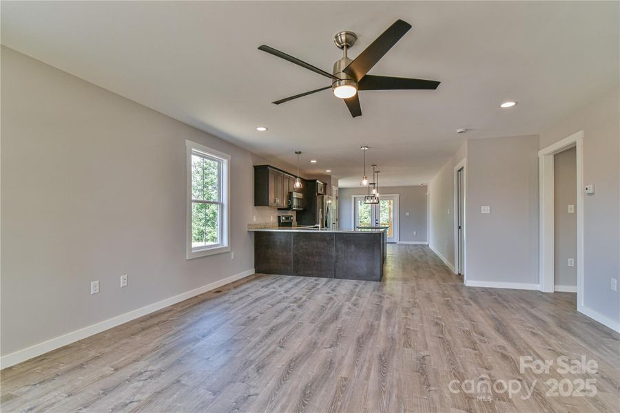 View from LR back through Open Floor Plan