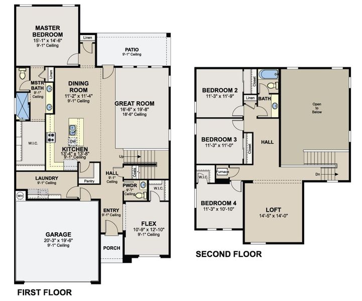 2D floor plan layout of this home in Summer Sky North, El Paso, TX (Image 3).