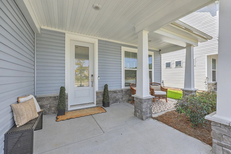 Exterior details and patio area of a home in The Groves of Berkeley, Moncks Corner (Image 28). Exterior details and patio area of a home in The Groves of Berkeley, Moncks Corner (Image 28).