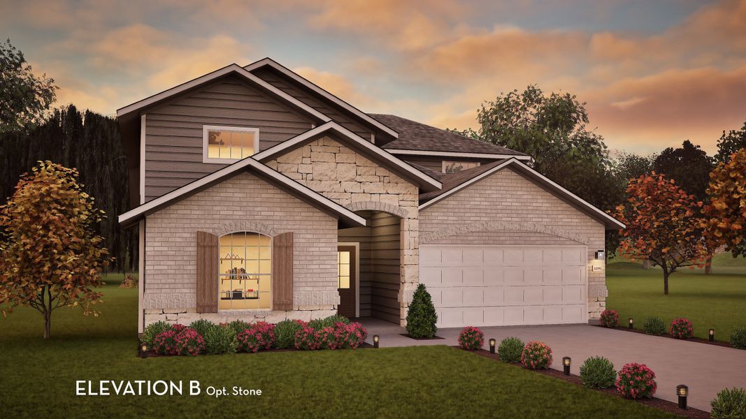 Representative exterior photo of a completed home built from the Yuma by CastleRock Communities in Hickory Ridge Estates, Elmendorf, TX (Image 4).