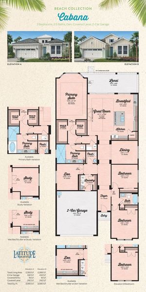 2D floor plan layout for the Cabana by Minto Communities in Latitude Margaritaville Watersound, Panama City Beach, FL (Image 1). 2D floor plan layout for the Cabana by Minto Communities in Latitude Margaritaville Watersound, Panama City Beach, FL (Image 1).