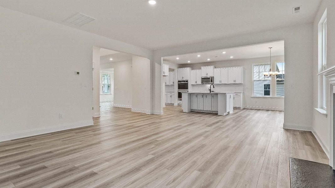 The Stonehaven Plan by DRB Homes in Michaux Gardens Belmont NC - Kitchen and Living Space The Stonehaven Plan by DRB Homes in Michaux Gardens Belmont NC - Kitchen and Living Space