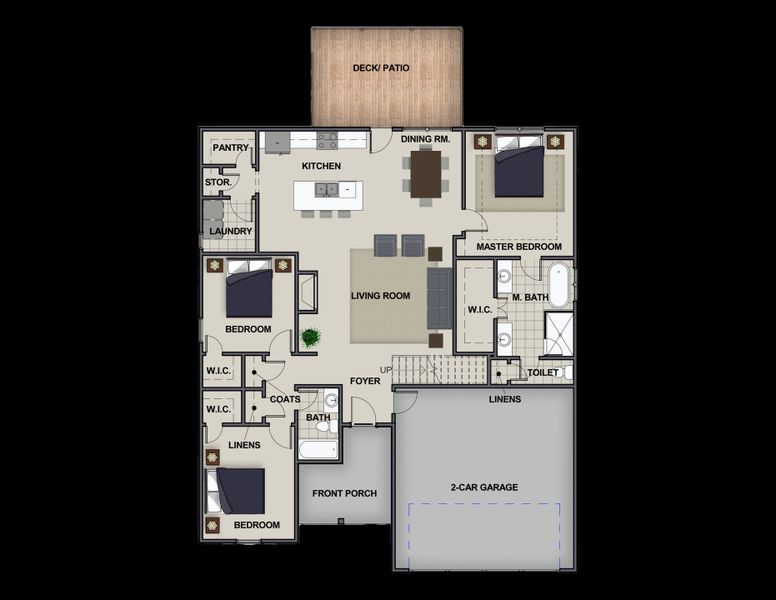 2D floor plan layout for the Ivy Springs by Riverstone Construction, LLC in Faith View, Ooltewah, TN (Image 5). 2D floor plan layout for the Ivy Springs by Riverstone Construction, LLC in Faith View, Ooltewah, TN (Image 5).