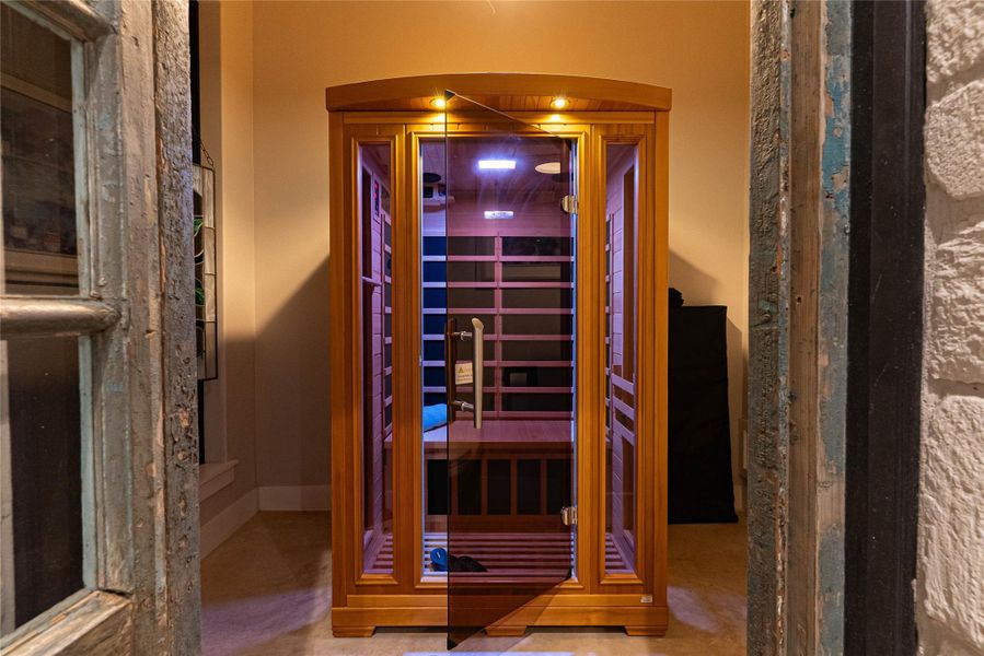 Private in-home sauna for the ultimate relaxation retreat.