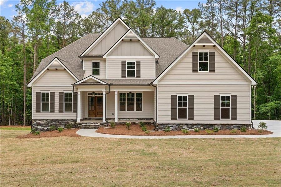 Front exterior of a new home in , Winston, GA, highlighting curb appeal (Image 1). Front exterior of a new home in , Winston, GA, highlighting curb appeal (Image 1).
