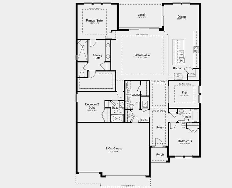 2D floor plan layout for the Cresta by Taylor Morrison in Esplanade at Wellen Park, Englewood, FL (Image 3). 2D floor plan layout for the Cresta by Taylor Morrison in Esplanade at Wellen Park, Englewood, FL (Image 3).