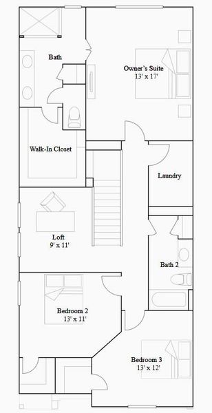 2D floor plan layout of this home in Bridgeland, Cypress, TX (Image 20).