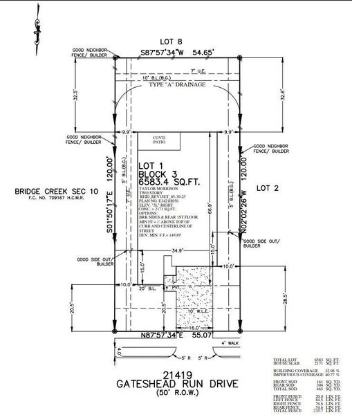 21419 Gateshead Run Drive Preliminary Plot Plan 21419 Gateshead Run Drive Preliminary Plot Plan