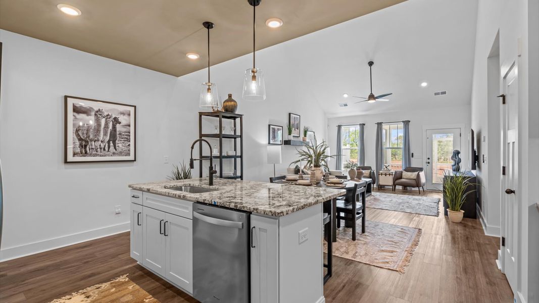 Elevated kitchen space blending comfort, function, and timeless appeal at this beautiful villa in Fountain Inn, SC