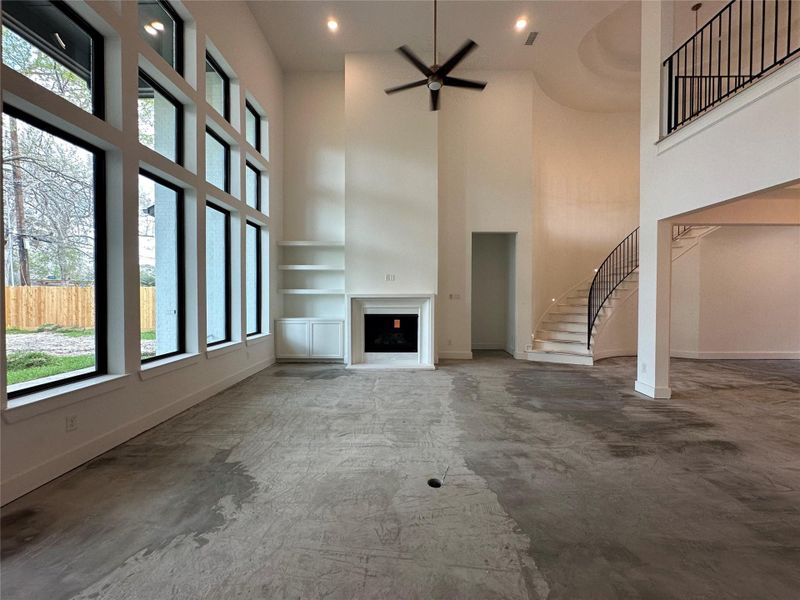 Majestic 2 story ceilings in the family room. Floors will be wide plank engineered wood. Photo as of 03.05.26.