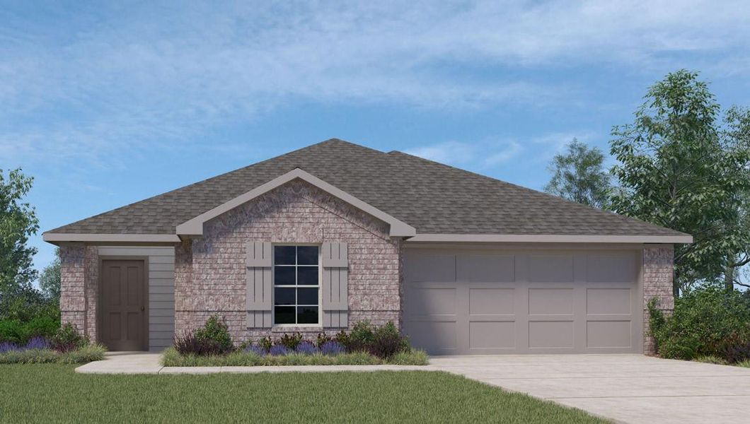 Front exterior of a new home in , Iowa Colony, TX, highlighting curb appeal (Image 1). Front exterior of a new home in , Iowa Colony, TX, highlighting curb appeal (Image 1).