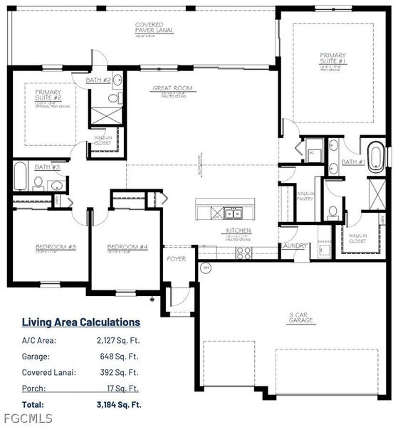 2D floor plan layout of this home in Cape Coral, Cape Coral, FL (Image 5).