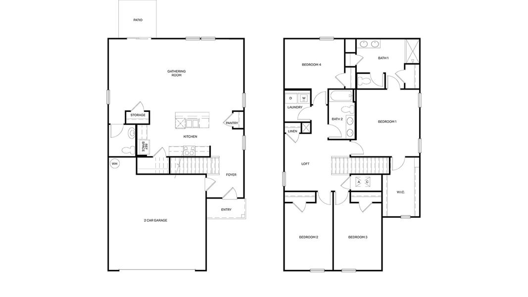 2D floor plan layout for the ELSTON by D.R. Horton in Copes Landing, Jacksonville, FL (Image 3).