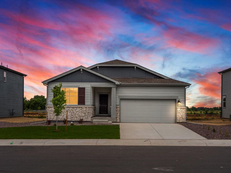 Front exterior of a new home in Poudre Heights: The Lakes Collection, Windsor, CO, highlighting curb appeal (Image 2). Front exterior of a new home in Poudre Heights: The Lakes Collection, Windsor, CO, highlighting curb appeal (Image 2).