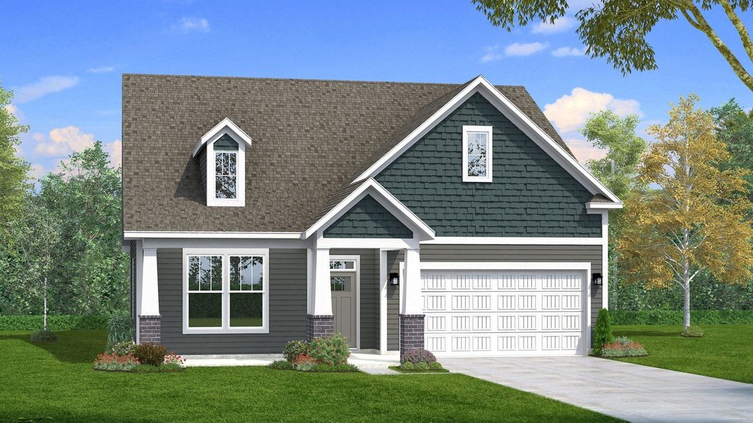 Representative exterior photo of a completed home built from the Cooper 3 by DRB Homes in Pelham Crossing Single Family Homes, Greenville, SC (Image 18).