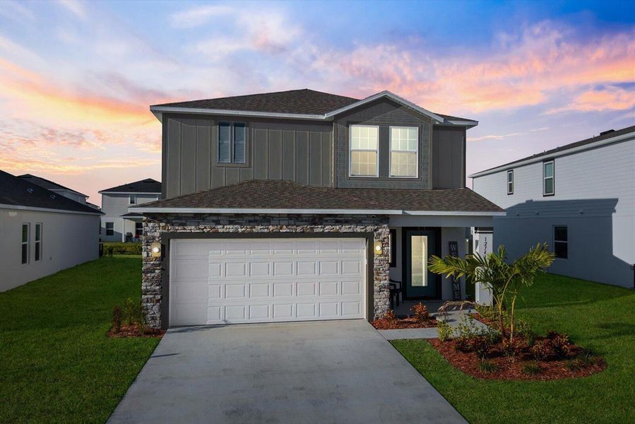 Front exterior of a new home in , Port St. Lucie, FL, highlighting curb appeal (Image 24). Front exterior of a new home in , Port St. Lucie, FL, highlighting curb appeal (Image 24).