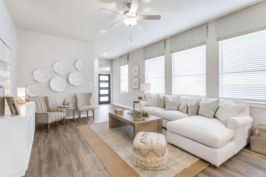 Representative furnished interior of a home built from the Adele by Chesmar Homes in Legacy at Lake Dunlap, New Braunfels (Image 8). Representative furnished interior of a home built from the Adele by Chesmar Homes in Legacy at Lake Dunlap, New Braunfels (Image 8).