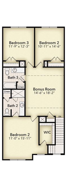 2D floor plan layout for the Tahoe by Parkside Builders in Oxford Station, Gallatin, TN (Image 4).