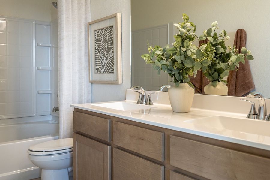 Dual-sink vanity at primary bath Dual-sink vanity at primary bath