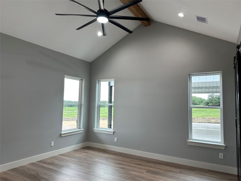Vaulted ceiling in Primary
