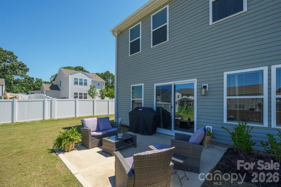Back patio with landscaping