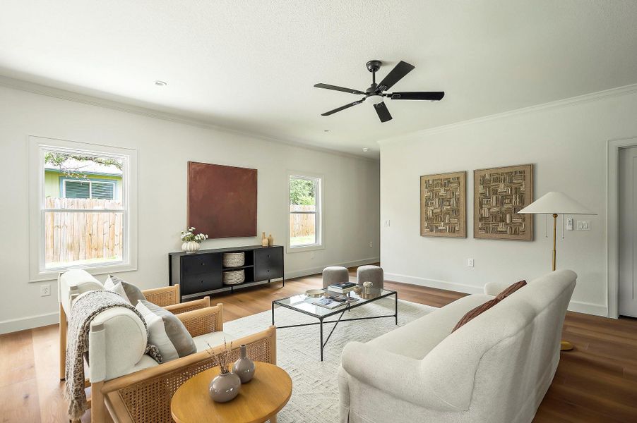 Living Room with Views of the Backyard