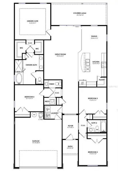 2D floor plan layout of this home in Bella Lago, Parrish, FL (Image 5). 2D floor plan layout of this home in Bella Lago, Parrish, FL (Image 5).