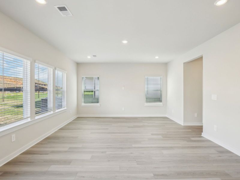 Living room in the Dakota floorplan in a Meritage Homes community.