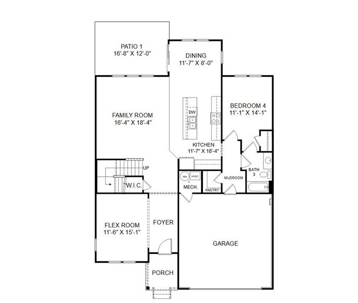 2D floor plan layout for the The Olivia by Stanley Martin Homes in Glenhurst, Matthews, NC (Image 5).