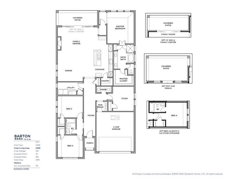 2D floor plan layout for the Barton - 4441F by Shaddock Homes in Fields - 50' Lots, Frisco, TX (Image 3). 2D floor plan layout for the Barton - 4441F by Shaddock Homes in Fields - 50' Lots, Frisco, TX (Image 3).