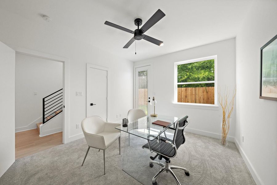 This versatile room downstairs offers endless possibilities, perfect for use as a home office, playroom, or additional bedroom. With plenty of natural light and a flexible layout, it can easily adapt to suit your needs.
