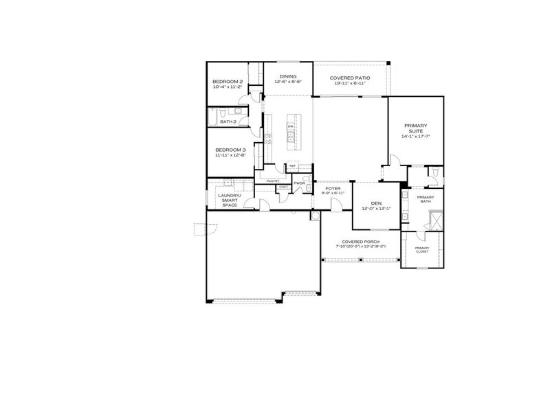 2D floor plan layout for the The Monarch by Davidson Homes LLC in Westwood, Prescott, AZ (Image 3).