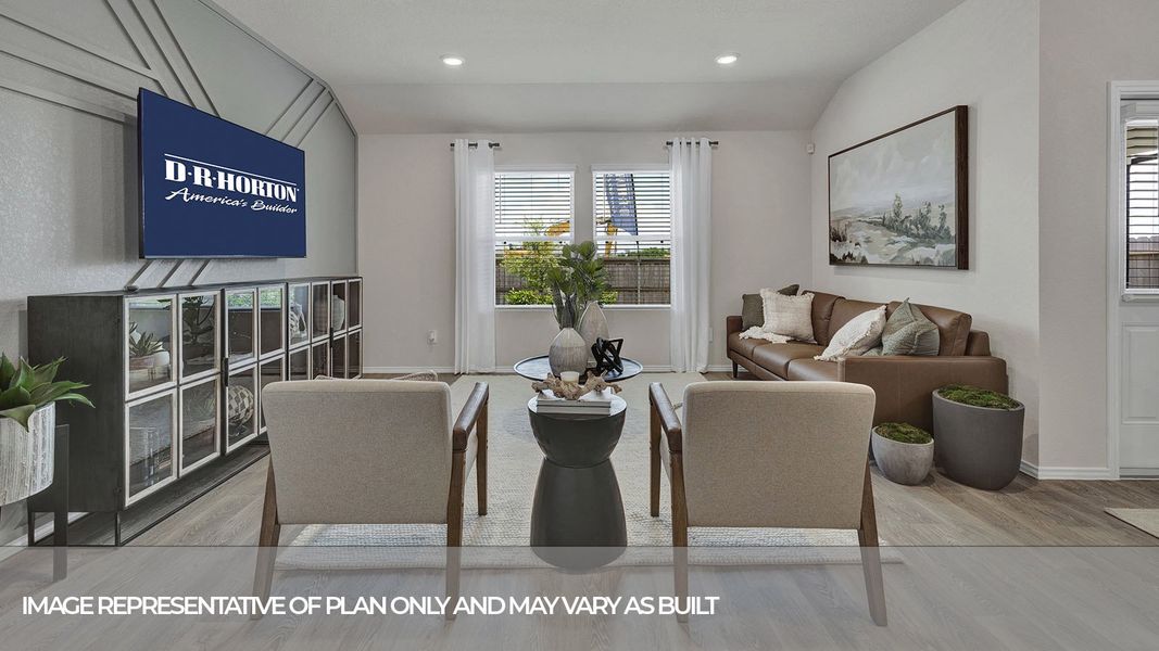 Representative furnished interior of a home built from the The Irvine by D.R. Horton in Navarro Fields, Seguin (Image 13). Representative furnished interior of a home built from the The Irvine by D.R. Horton in Navarro Fields, Seguin (Image 13).