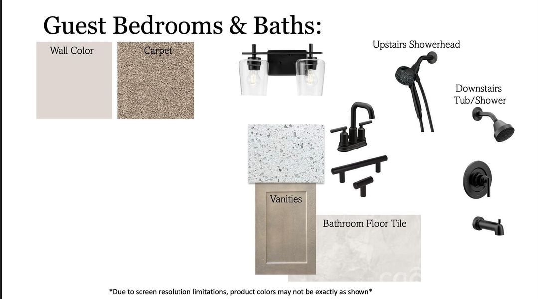 Selections for guest bedrooms and baths